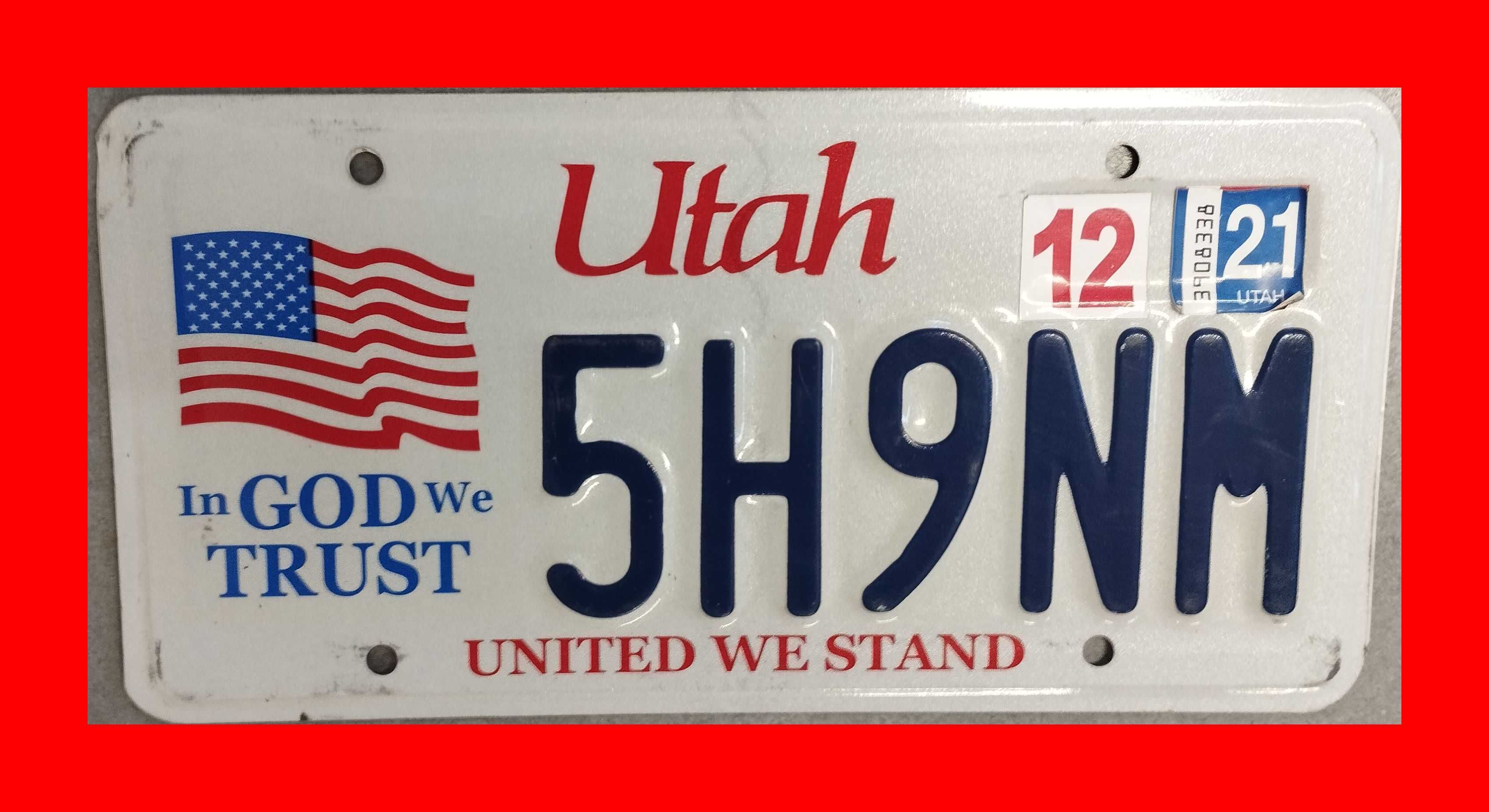 Tablica rejestracyjna UTAH USA oryginalna!!