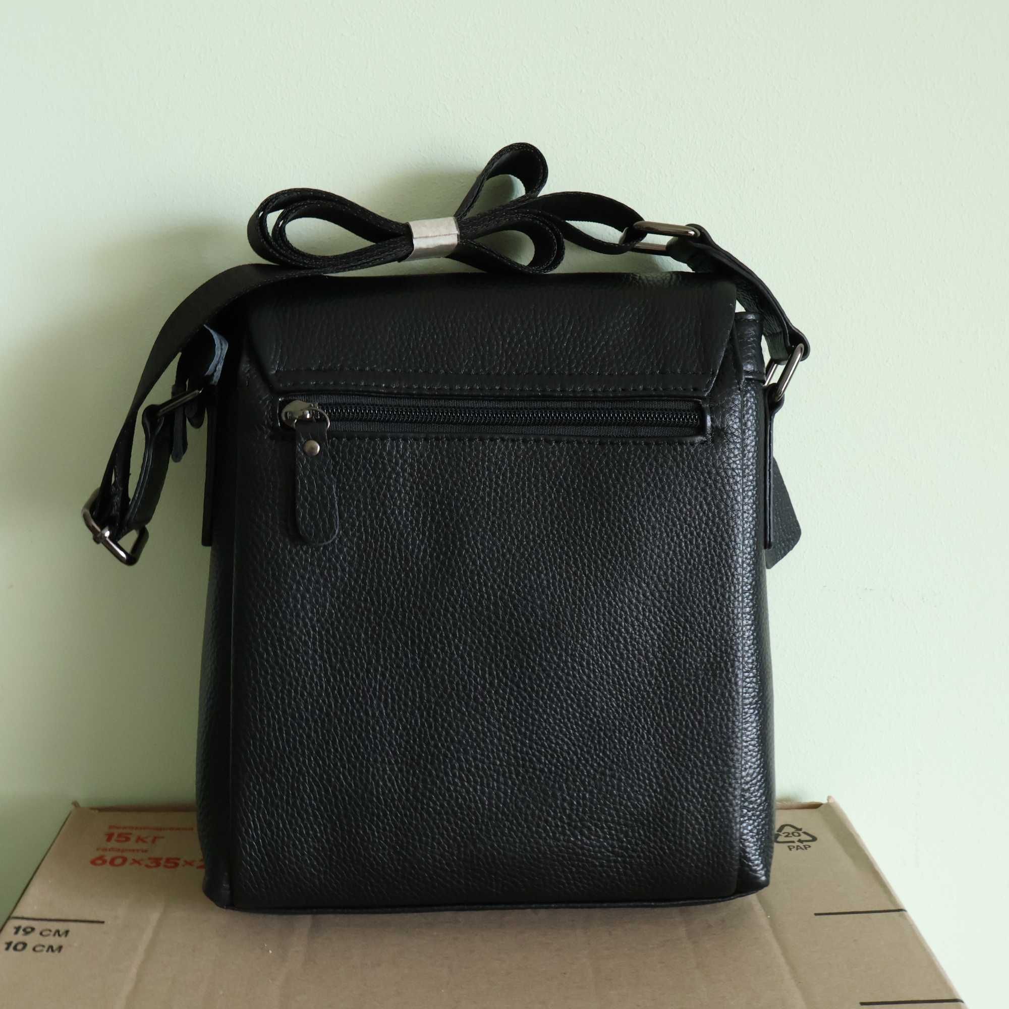 Сумка чоловіча натуральна шкіра leather 871 Black  кожа Сумка мужская