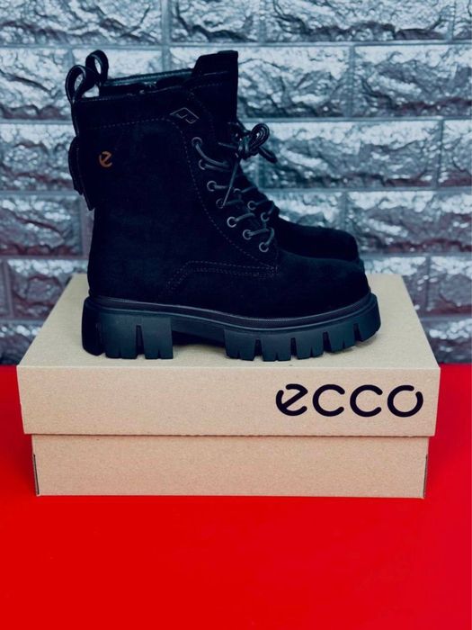 Ботинки ECCO замшевые зимние / недорогие женские ботинки купить зима