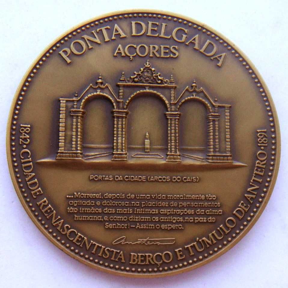 Medalha em Bronze Ponta Delgada Açores Centenário Antero de Quental