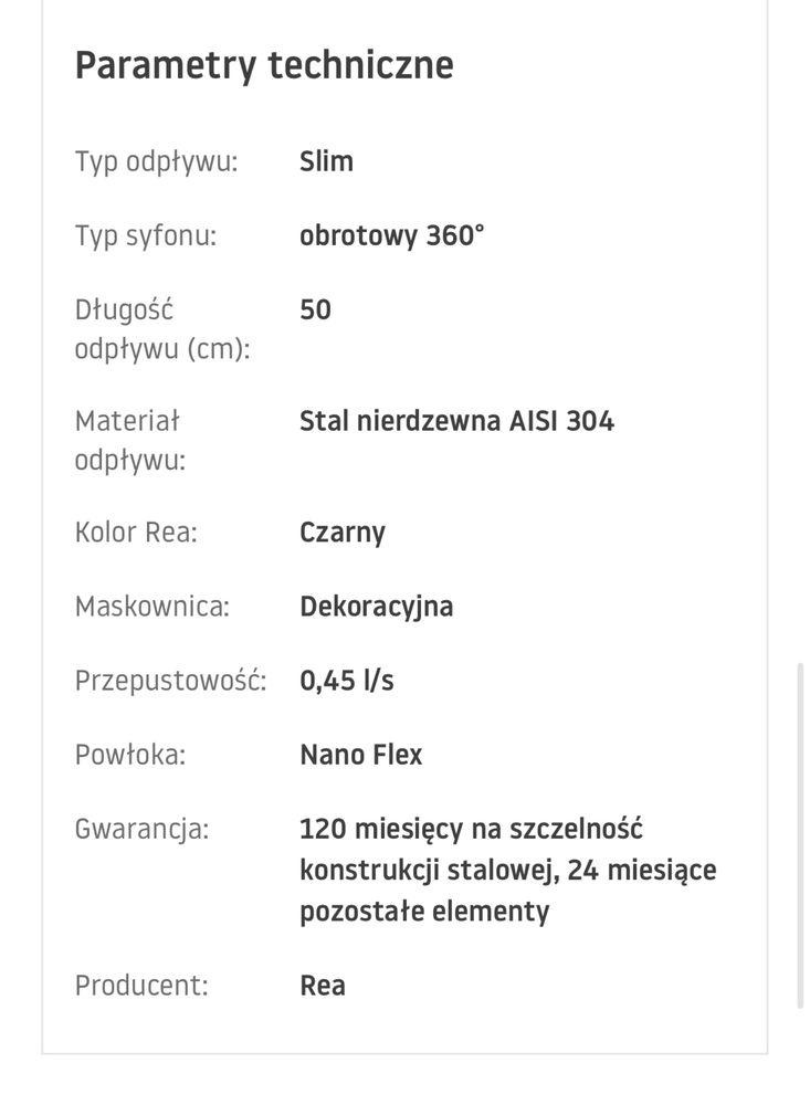 Odpływ Neo Pro Slim Black