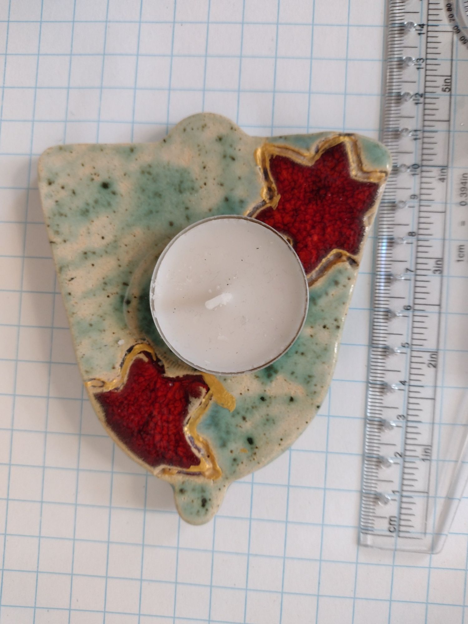 Świecznik na tealight podgrzewacz rękodzieło glina