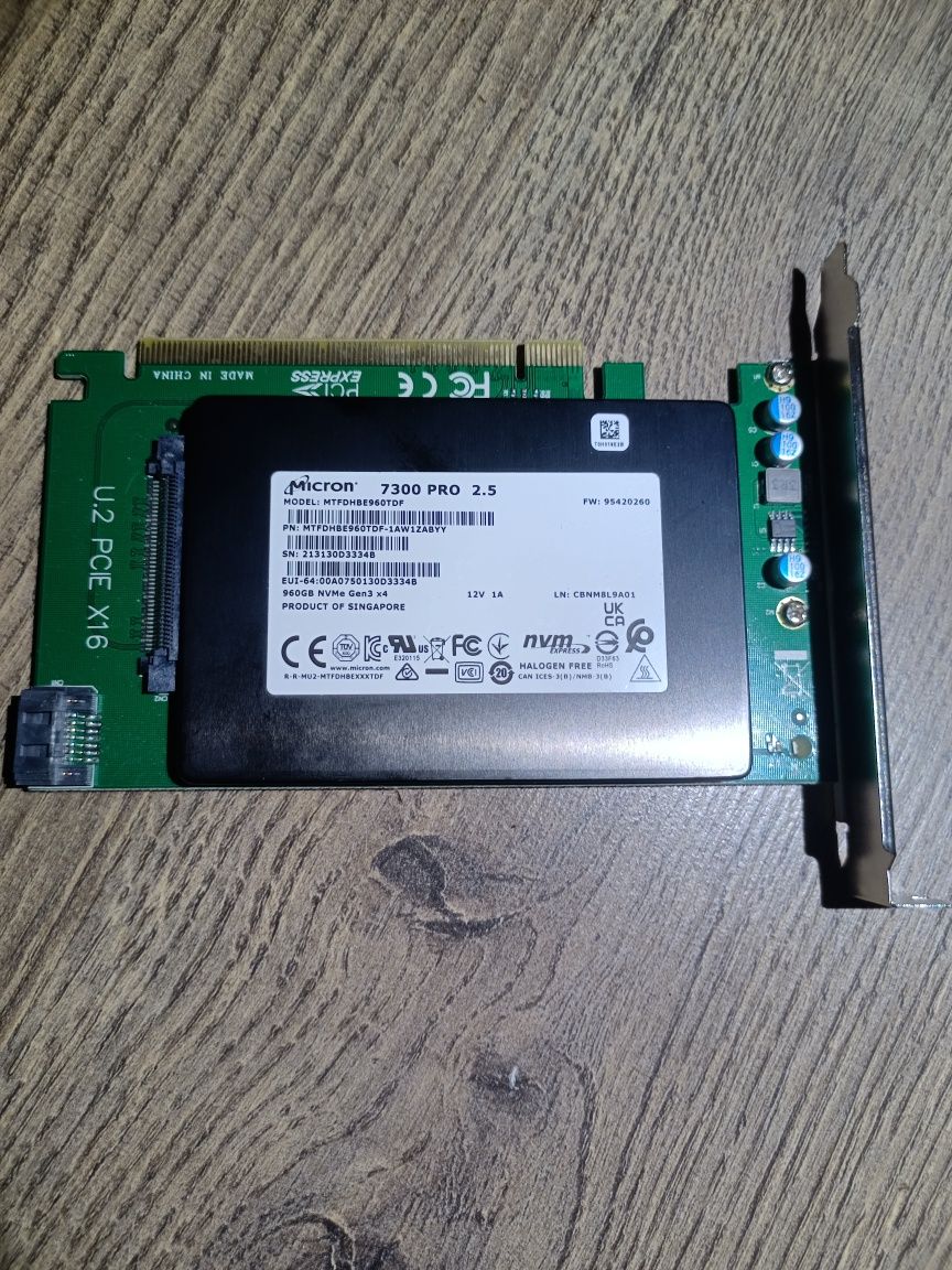 nvme ssd pci-e 4x Micron 960Gb U.2 7300 Pro Enterprise ssd