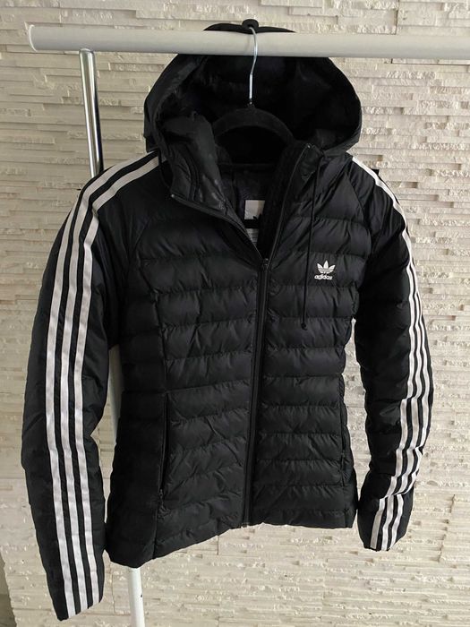 Adidas pikowana kurtka slim z lampasami paski