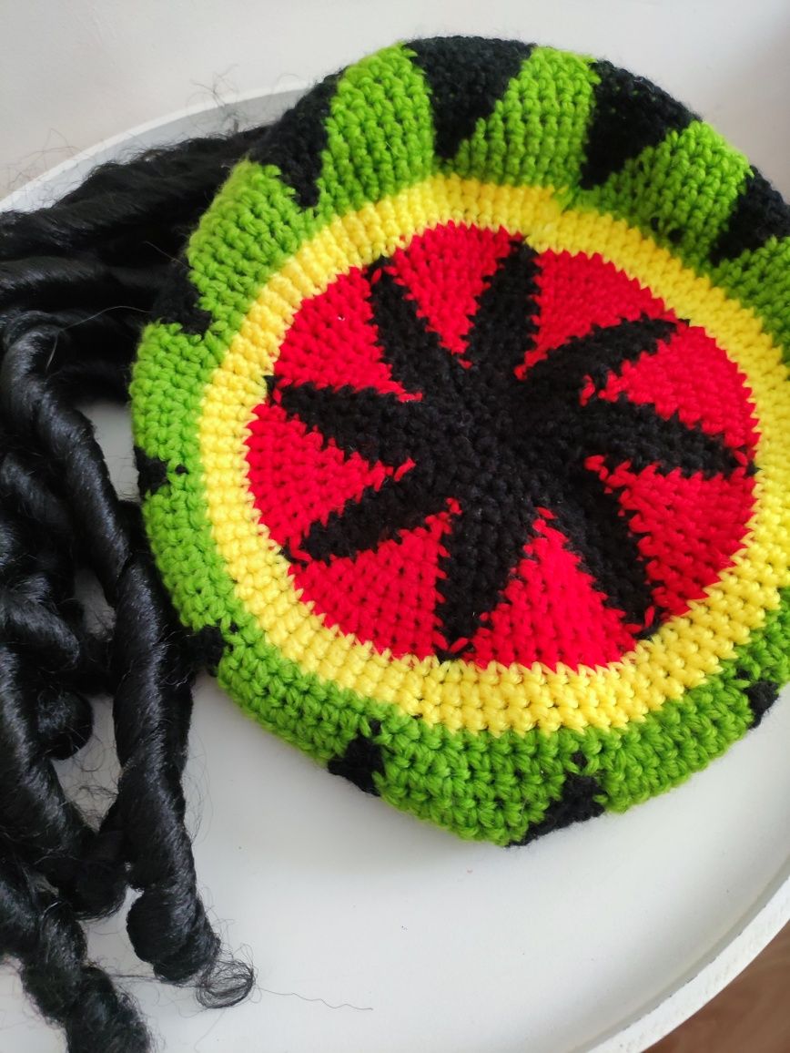 Czapka Bob Marley z dredami