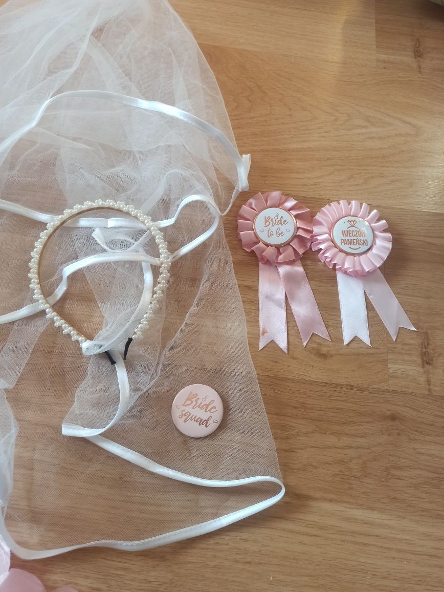 Wieczór panieński szarfa Bride to be ozdoby akcesoria welon