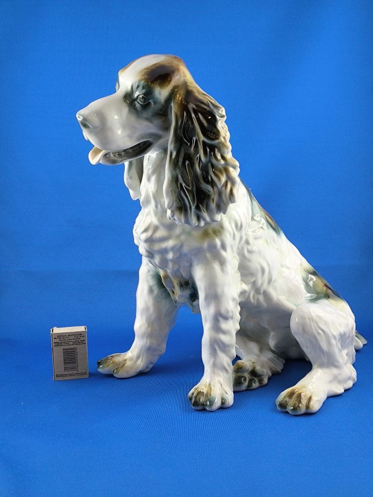 Spaniel Klausenburg Cervit Cluj Napoca 34cm #pies #porcelana #prezent
