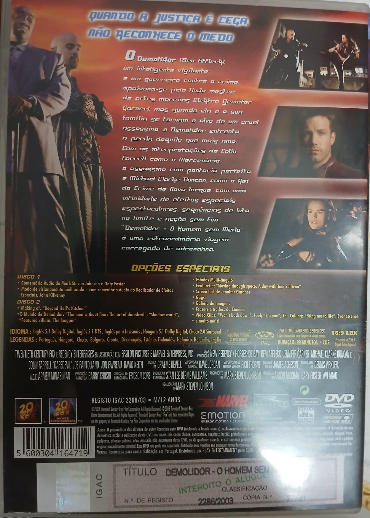 DVD Demolidor O Homem Sem Medo EDIÇÃO ESPECIAL 2CD