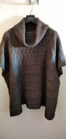 Poncho camisola Lã castanha M/L