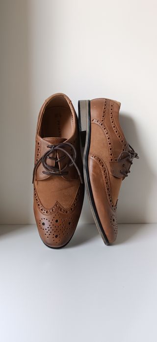 Super buty półbuty męskie brązowe sznurowane oxfordy mokasyny jesień43