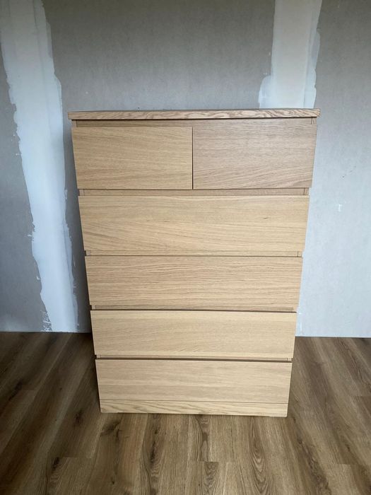 IKEA MALM z 6 szufladami okleina dab