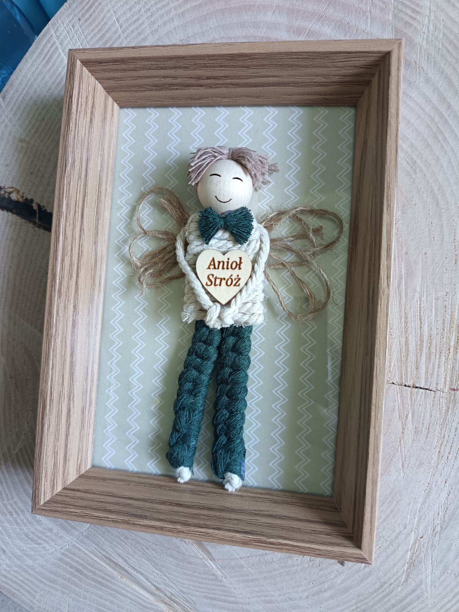 Anioł Stróż dla chłopca dzień Taty Makrama handmade
