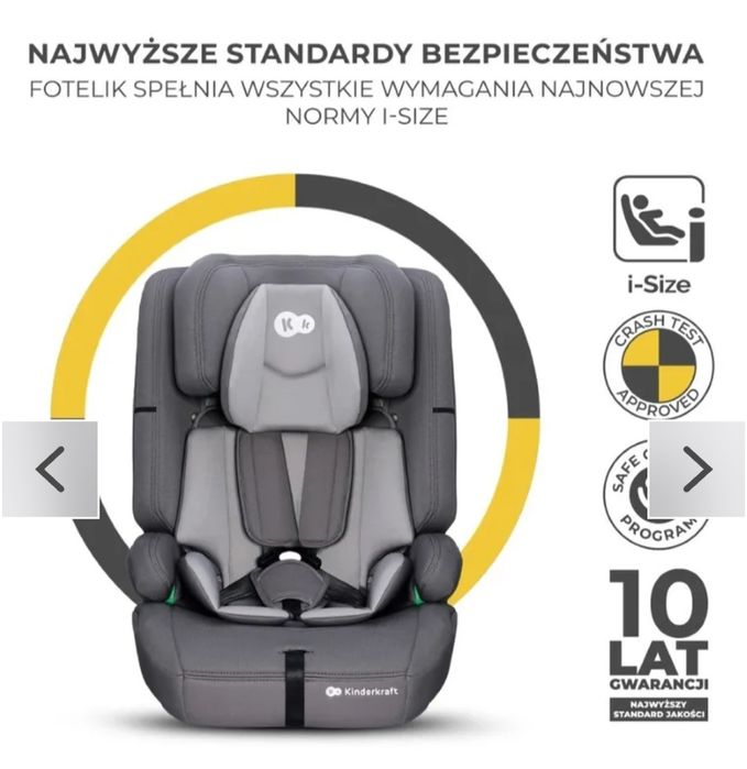 Fotelik Kinderkraft, Safety Fix 2, I-size 76-150cm 9-36kg GWARANC