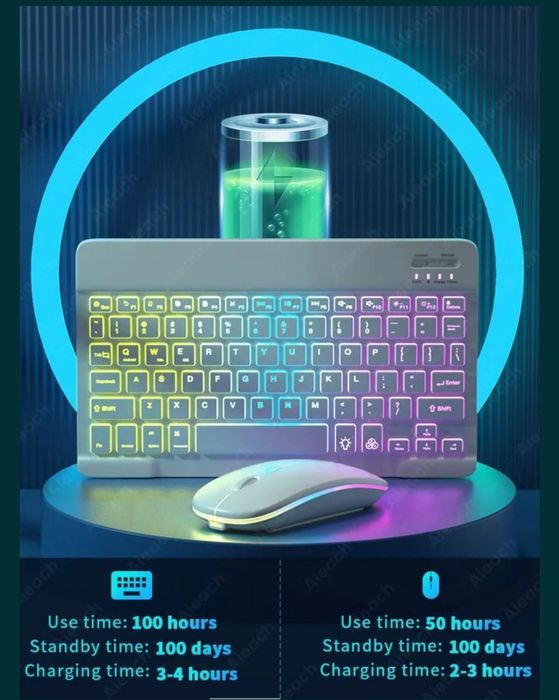 Беспроводная клавиатура с подсветкой + мышка/Бездротова клавіатура