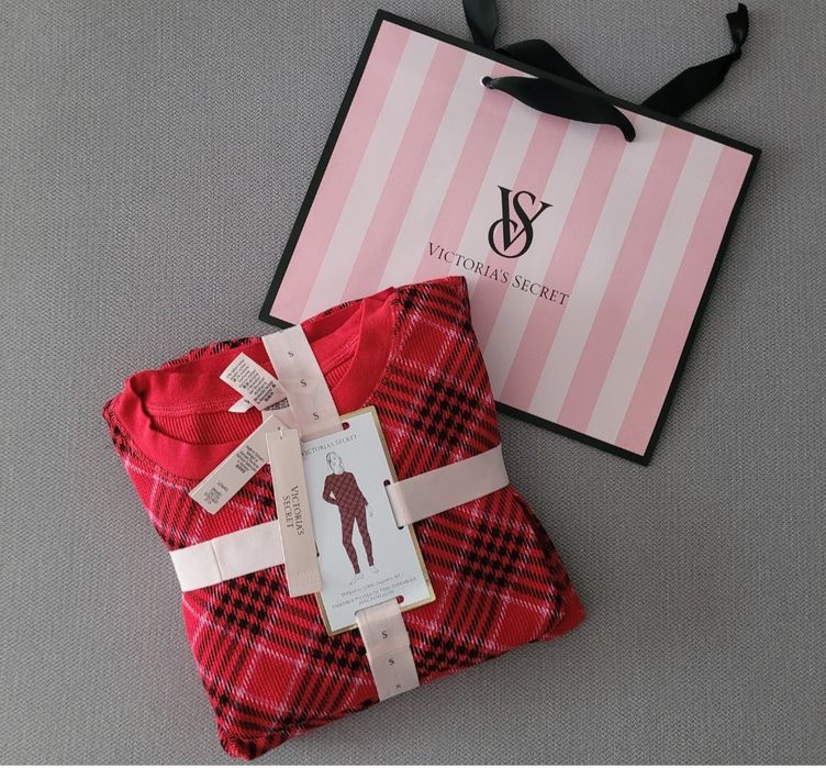 VICTORIA'S SECRET oryginalna z USA pizama thermal czerwona krata S