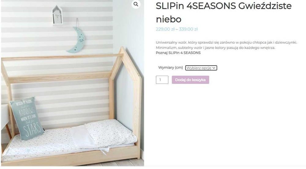 SLIPin śpiworek pościel biała w gwiazdki dla rozkrywających dzieci