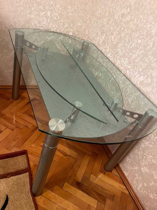 Стол обеденный раскладной закаленное стекло Новый