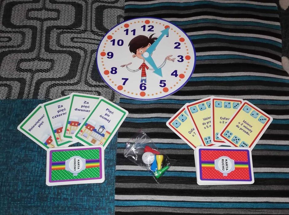 Dwie gry planszowe do nauki zegara "Poznaję zegar" i "Domino zegar"