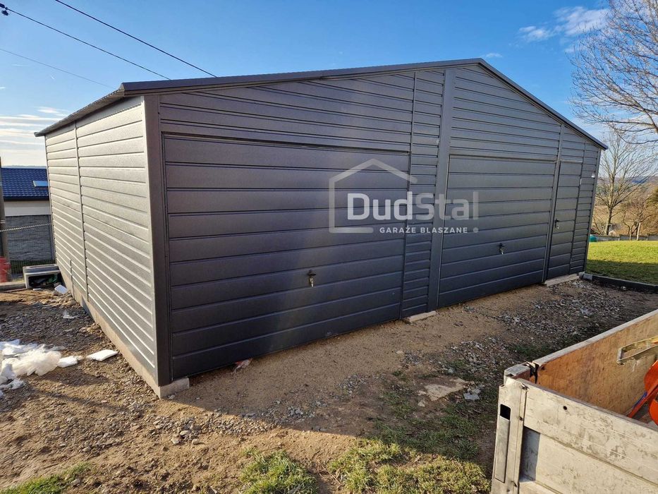 Garaż blaszany 8x6 Antracyt Konstrukcja Profil Ocynkowany