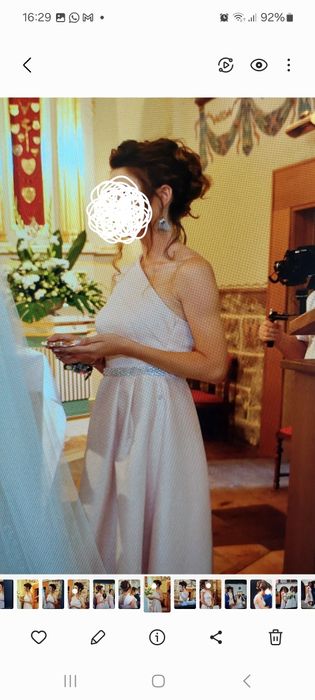 Sukienka asymetryczna wesele, świadkowa, S/M, jasny róż