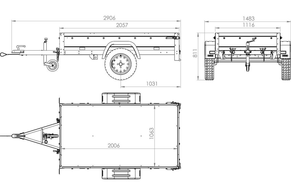 Przyczepka jednoosiowa lekka 200x106 UNITRAILER GARDEN 200 KIPP