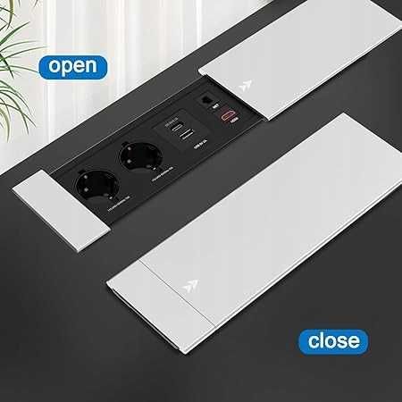 Gniazdo wpuszczane do kuchni -biura z 2 gniazdami,1 USB,1,HDMI Typ C