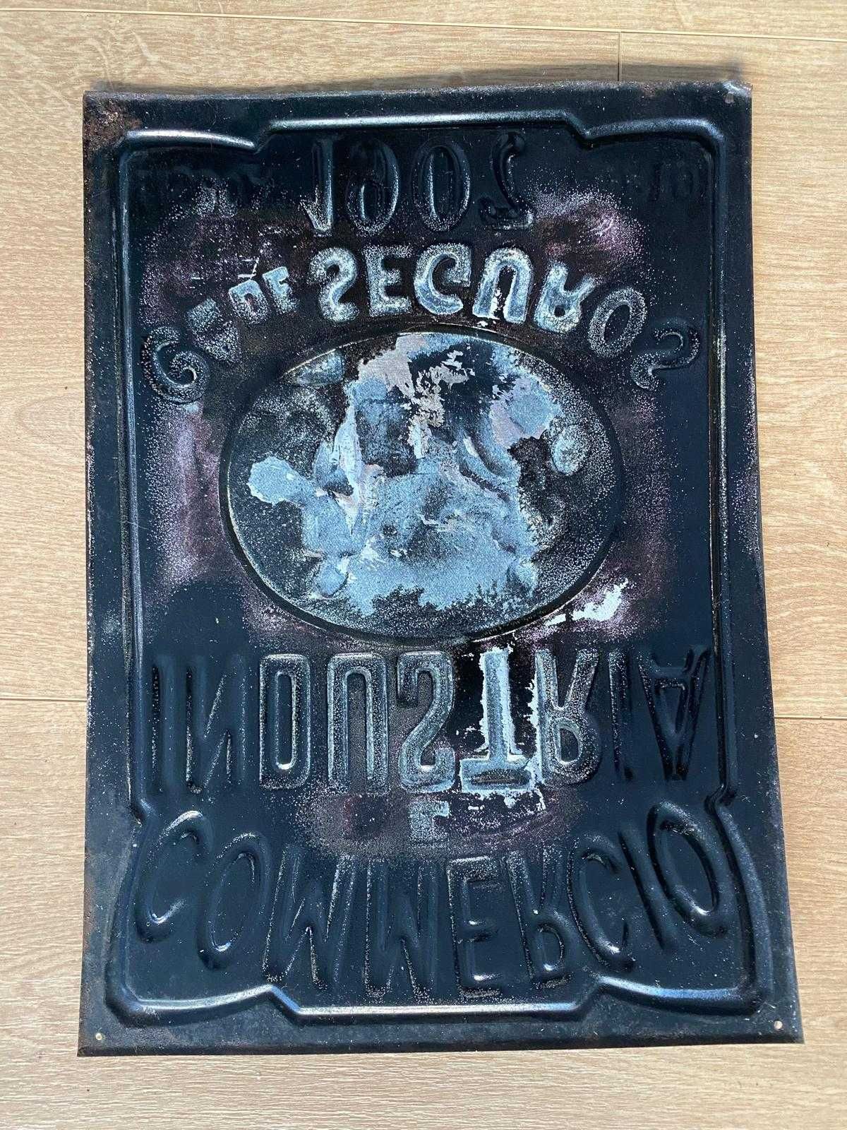 Placa antiga original Companhia de Seguros Commercio e Industria 1907