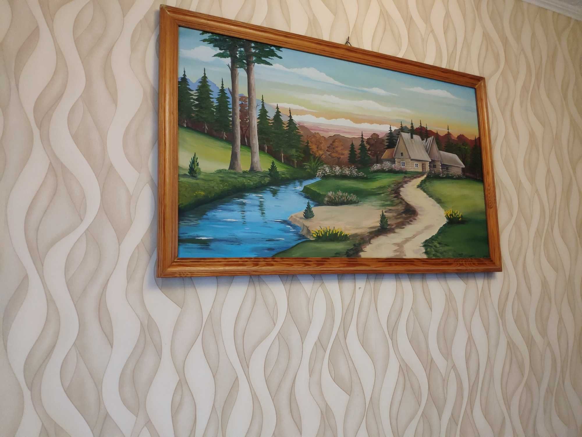 Obraz malowany na płótnie w drewnianej ramie