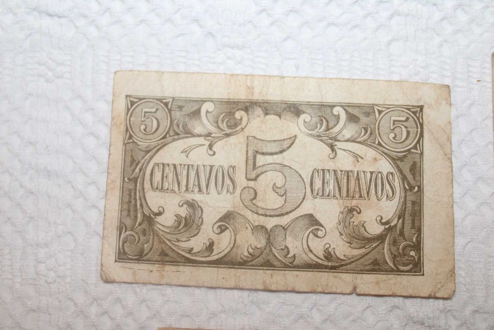 Conjunto de 4 notas de 5 -5- 10 e 50 cêntimos do escudo de 1917 e 1918