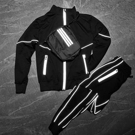 Спортивный костюм светоотражающий (рефлективный) унисекс черный