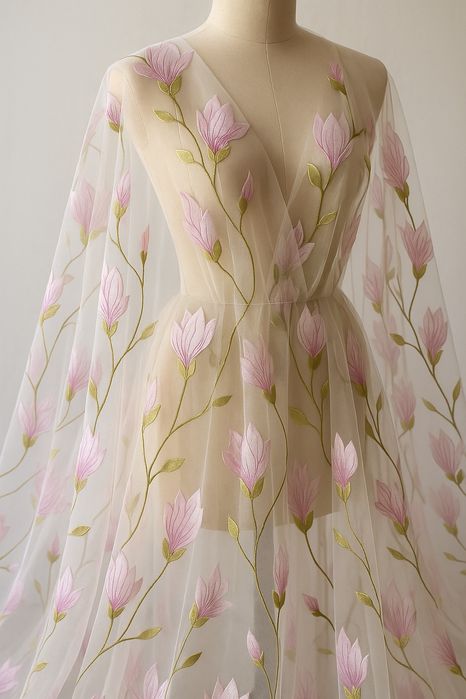 Відріз тканини, тюль з квітковим візерунком, для плаття, накидок, вста