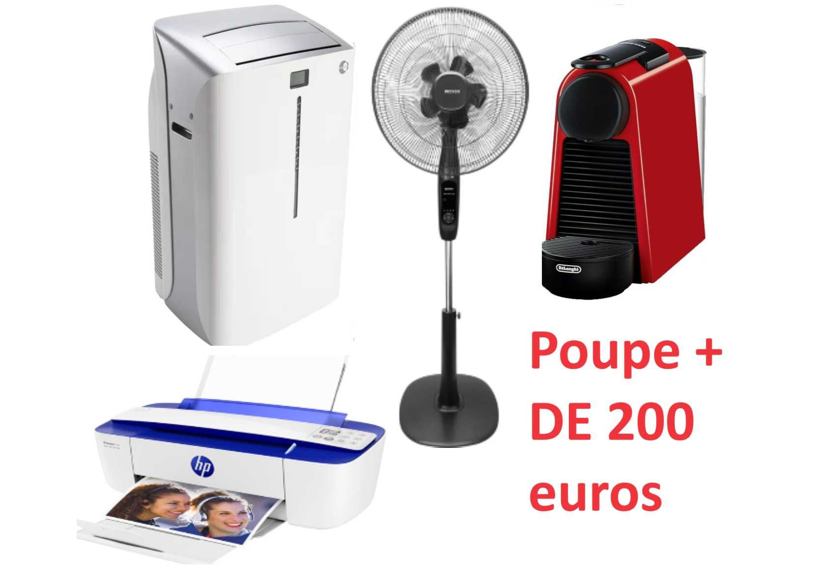 4 eletrodomésticos - Ar condicionado, máq.café, ventoinha, impressora