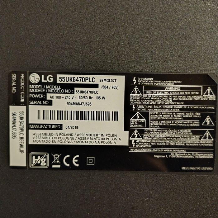 Lg55UK6470PLC 4K Smart TV