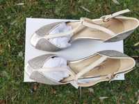 Anniel 35 36, 40 41  butterfly nowe buty obcasy glitter brokar srebrne