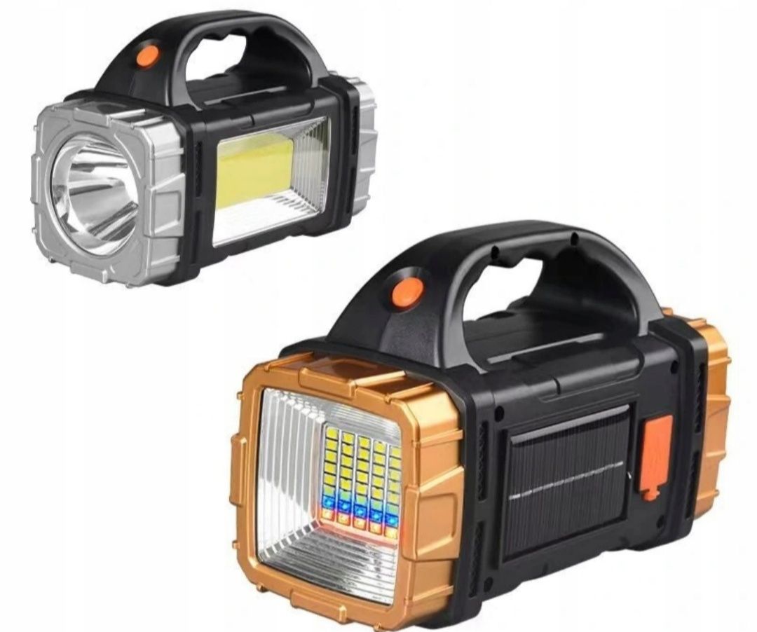 Latarka akumulatorowa solarna turystyczna 77 LED USB szperacz halogen