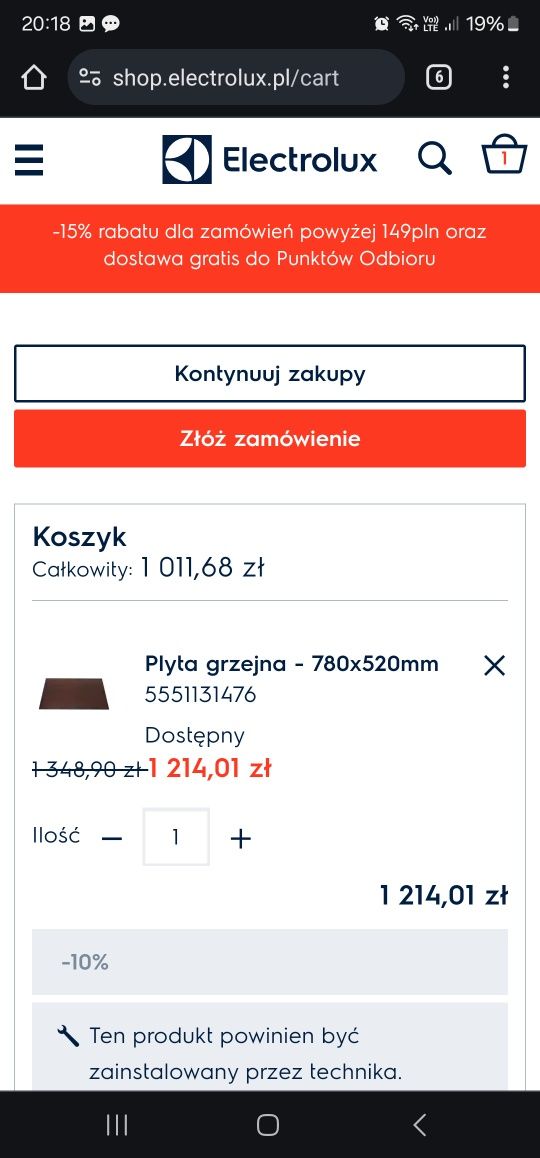 Płyta indukcyjna Ikea Blixtsnabb Elektrolux 78cm