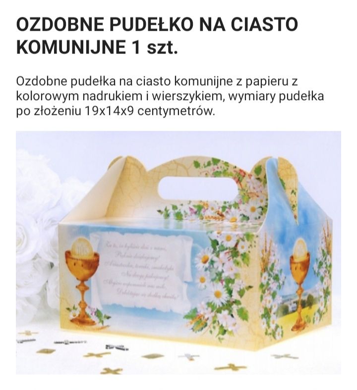 Pudełko ozdobne na placki 15szt komunia