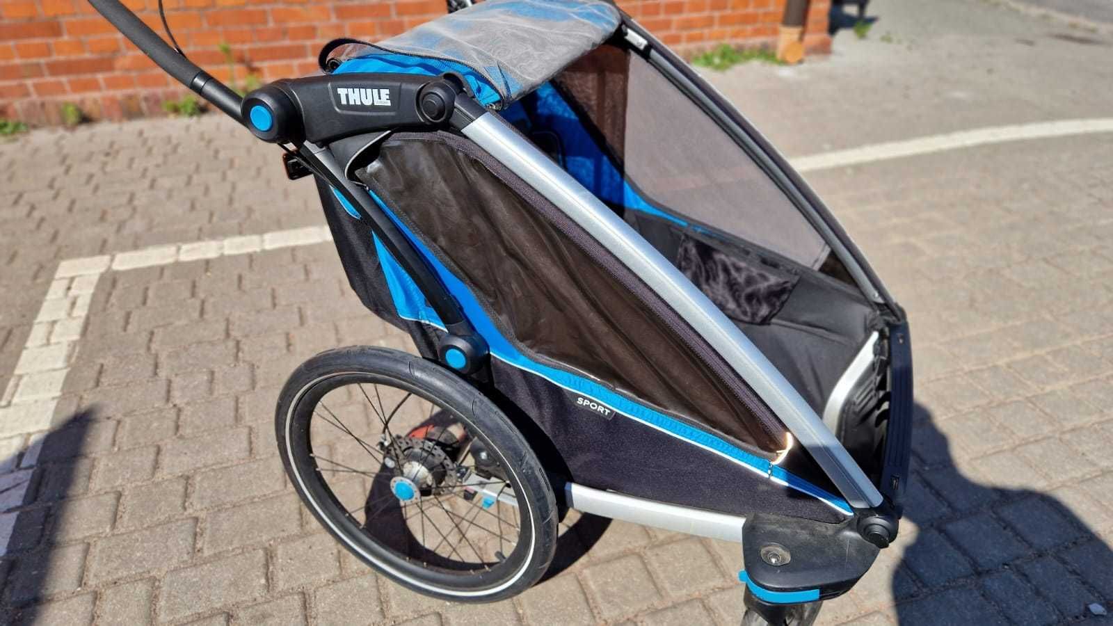 Przyczepka rowerowa Thule Chariot Sport 2  z zestawem nart - stan BDB