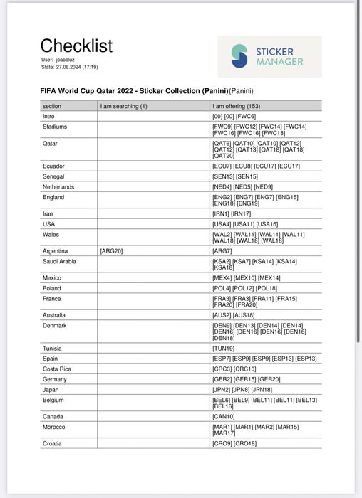 Cromos Panini Mundial 2022 - Troca / Venda