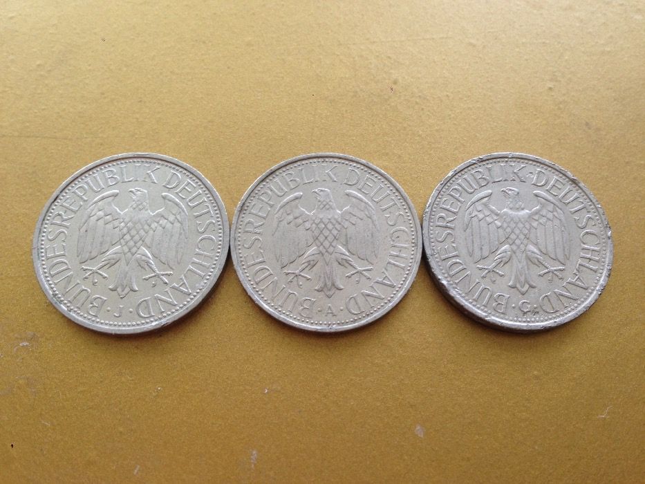 Монета Deutsche mark Дойч марки 1992, 1990, 1980