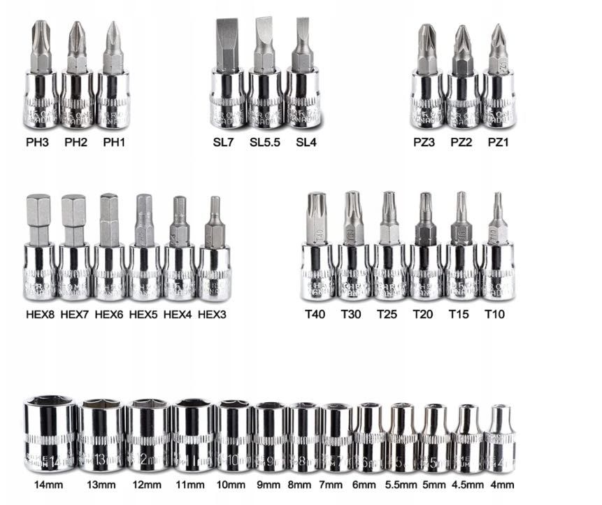 Zestaw kluczy nasadowych zestaw narzędzi torx 46 elementów