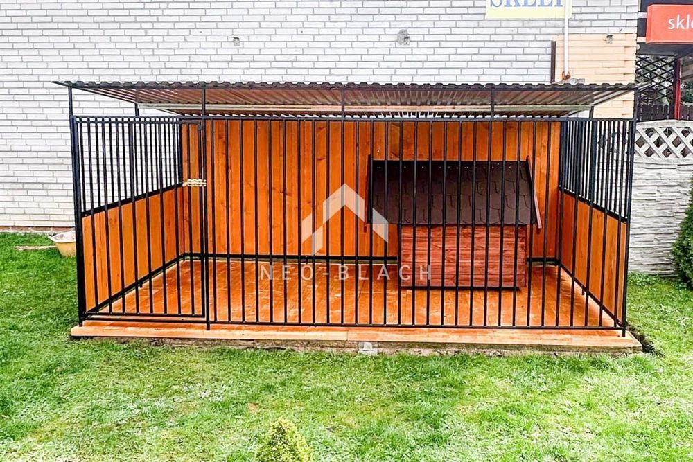 Kojec Dla Psów 4X2M Drewniana Podłoga Ściany Zabudowana Drewnem Nb184