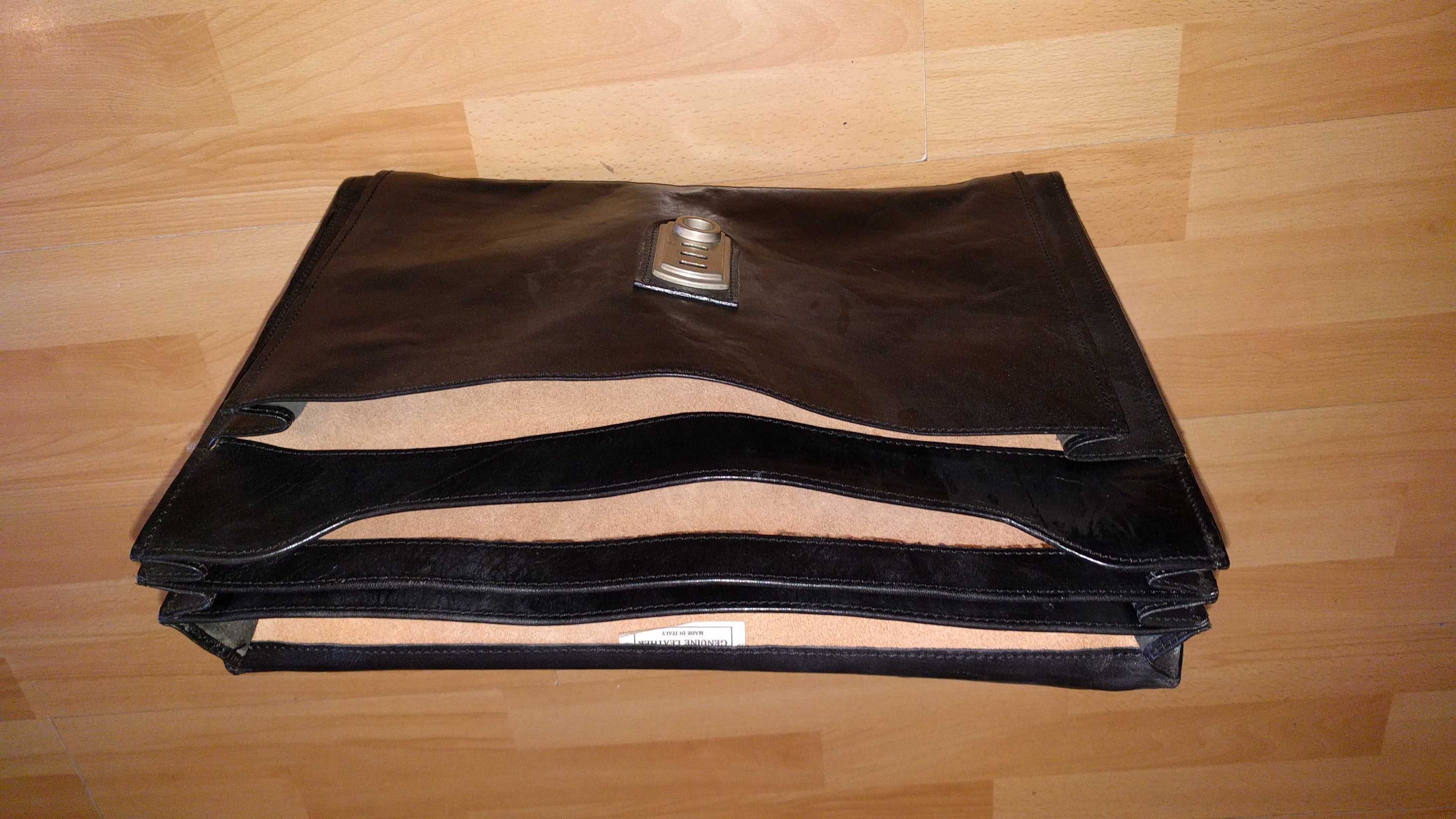 Teczka biznesowa ze skóry naturalnej GENUINE LEATHER Made in Italy