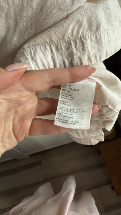 Koszula biała lniana H&M duża długa oversize len bawełna
