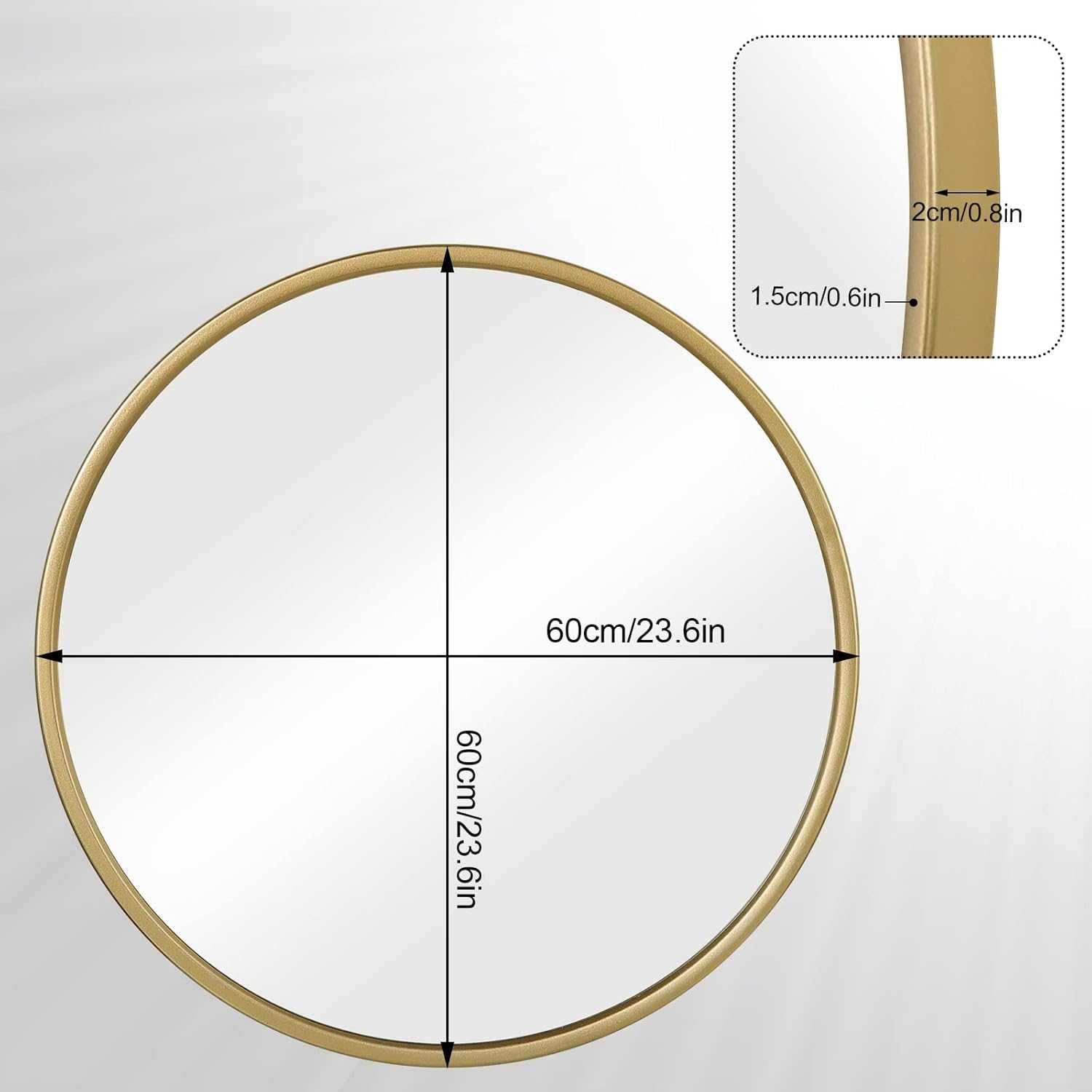 Nowe lustro / lusterko / ścienne / okrągłe / 60cm / WOLTU !A1562!
