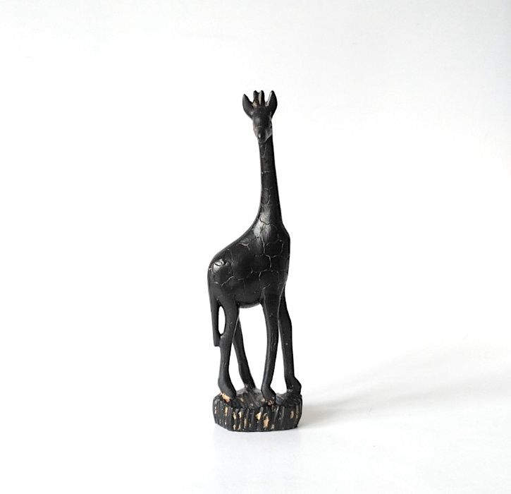 Figurka dekoracja Żyrafa drewniana drewno czarna