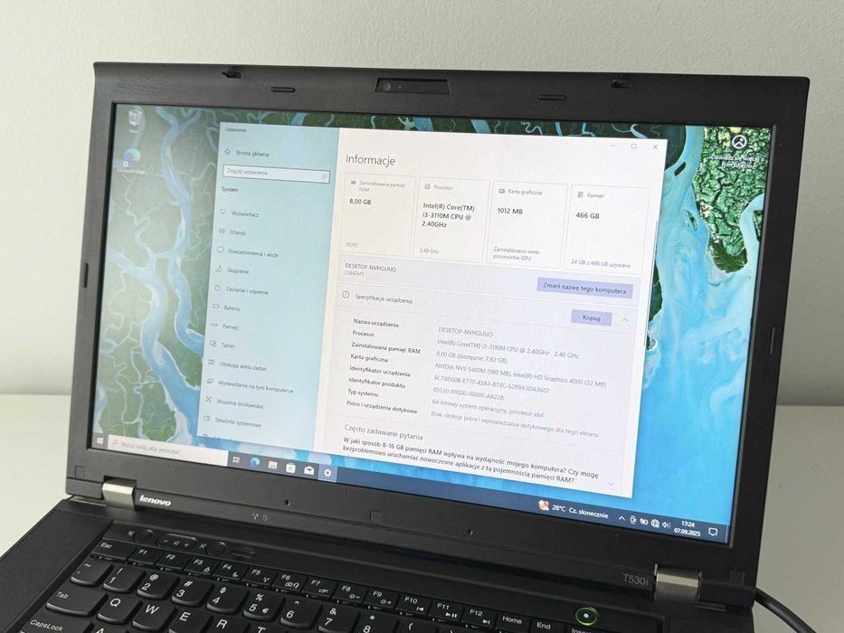 Lenovo ThinkPad T530i i3/8GB/500GB/NVIDIA/15,6”/Win10 Pro – sprawny