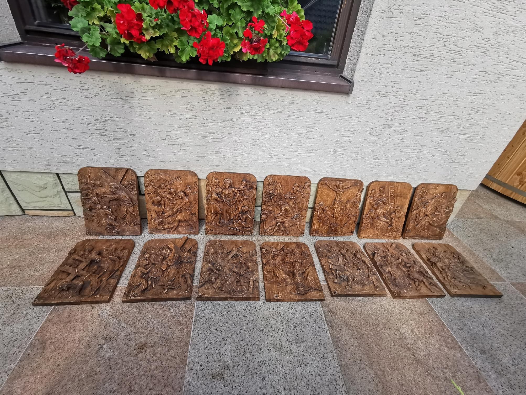 Drewniana Droga krzyż 14 stacji 30cm stacje