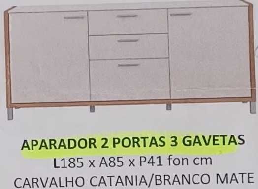 Aparador 2 portas 3 gavetas