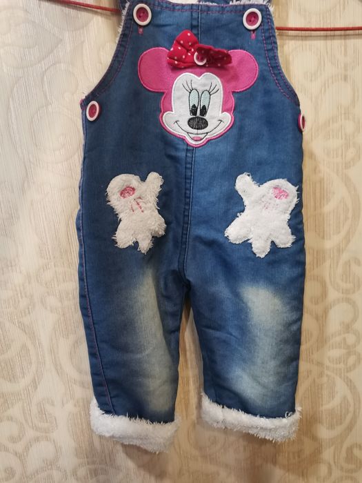 Детский тёплый джинсовый комбез на 1 год
